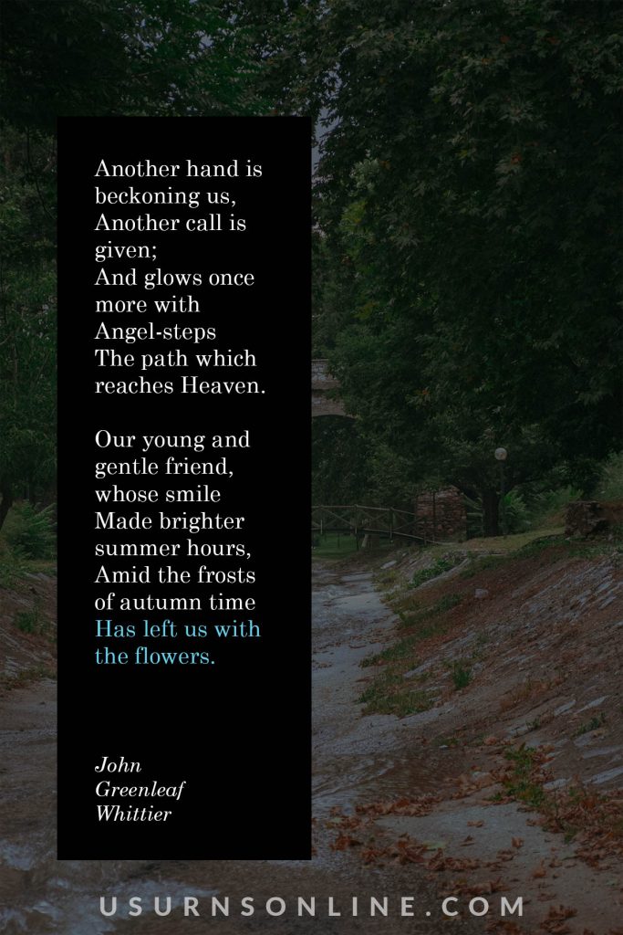 John Greenleaf Whittier poems for mother's funeral