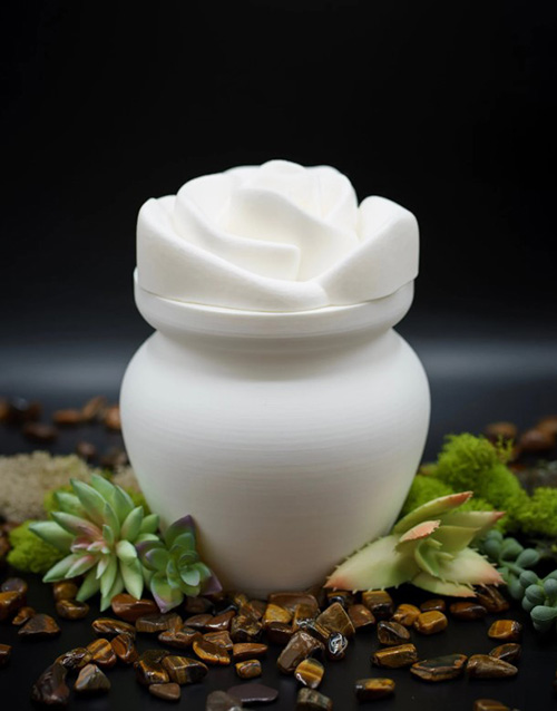 Biodegradable White Rose Urn