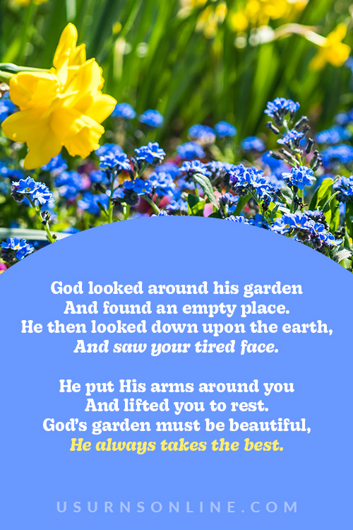 funeral poems for dad about God's Garden