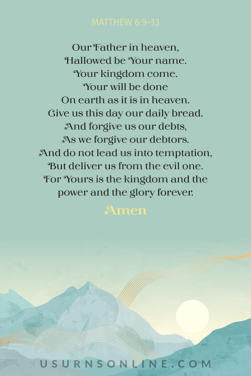 Matthew 6:9–13 bible verses for funeral prayer cards