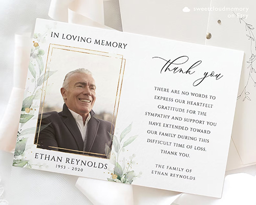 sample thank you notes after funeral - Personalized Photo