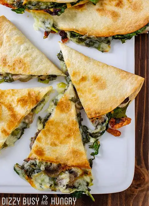 Baked Spinach Mushroom Quesadillas