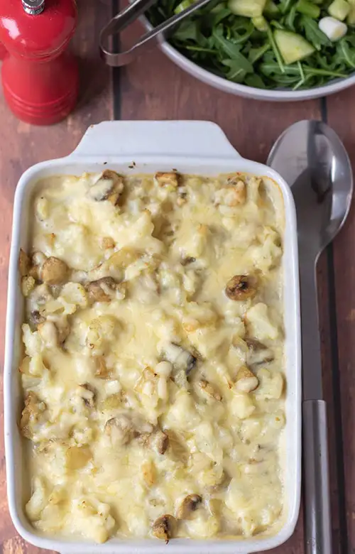 Cauliflower Cheese Mushroom Bake