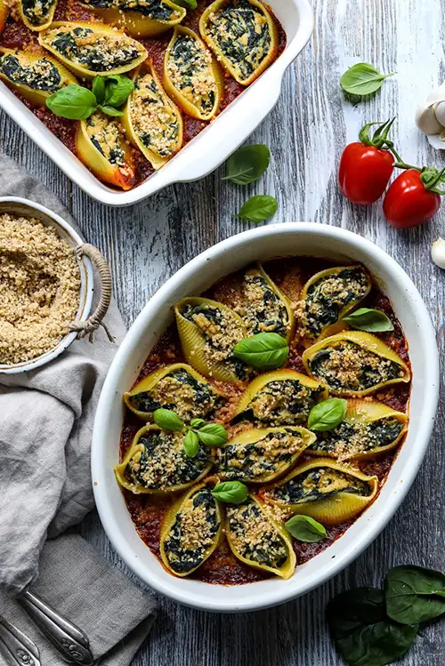 Five Ingredient Stuffed Shells (Vegan) - best comfort foods for grief