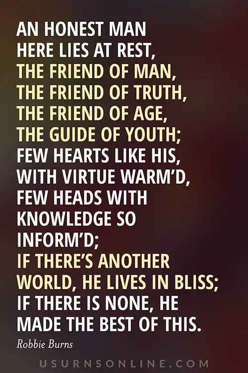 Epitaph On A Friend by Robbie Burns 