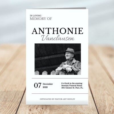 Grey & Black Classic Funeral Program Template