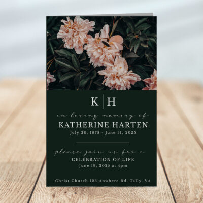 Elegant Peonies Funeral Program (4 Page)