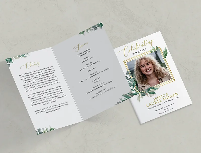 Leaves Funeral Program Template