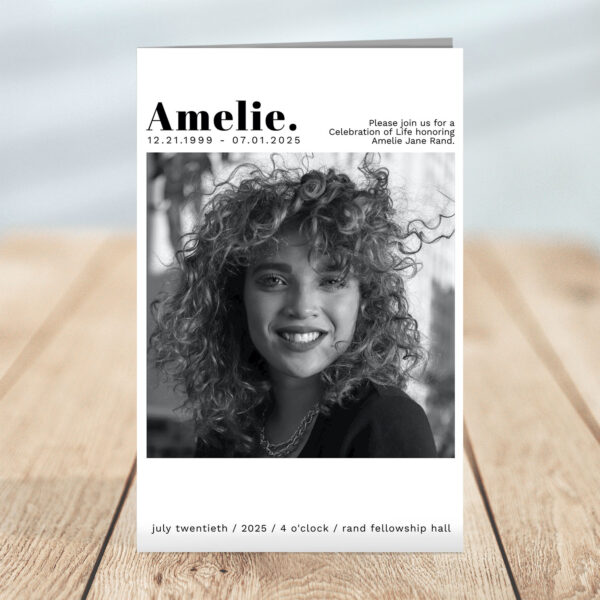 Modern Black & White Funeral Program