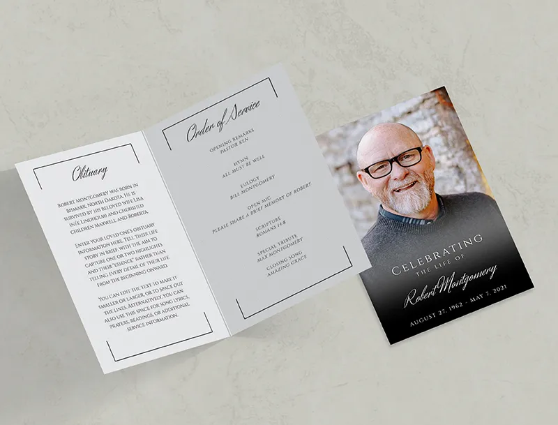 Portrait Photo Funeral Program Template