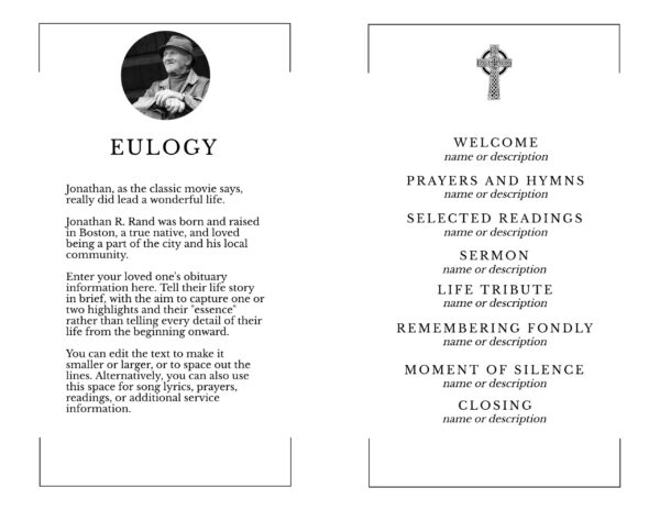 Celtic Cross Simple Funeral Program - Image 3