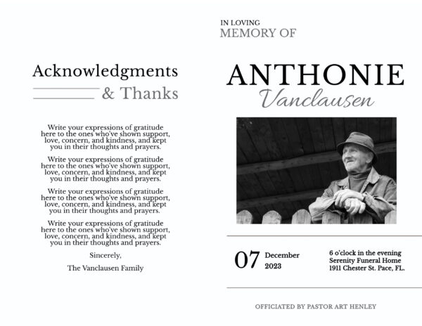 Grey & Black Classic Funeral Program Template - Image 2