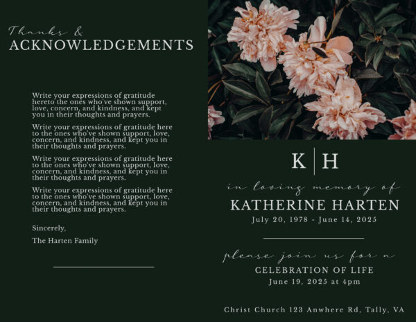 Elegant Peonies Funeral Program (4 Page) - Image 2