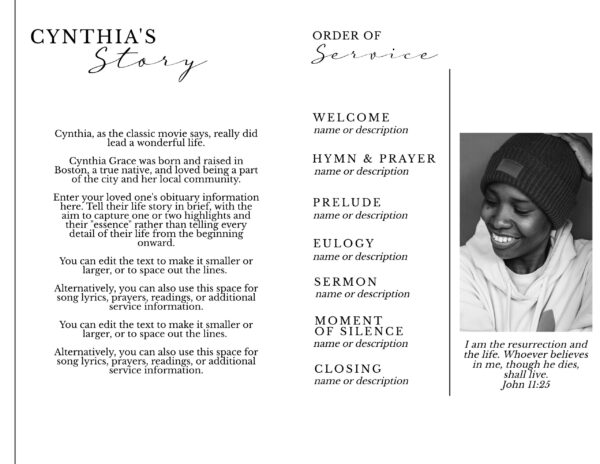 Large Photo Celebration of Life Program Template - Image 3