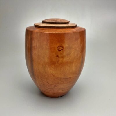 Heritage Hand Turned Wood Urn in Cherry Finish