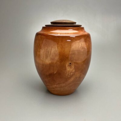 Craftsman Hand Turned Wood Urn in Cherry Finish