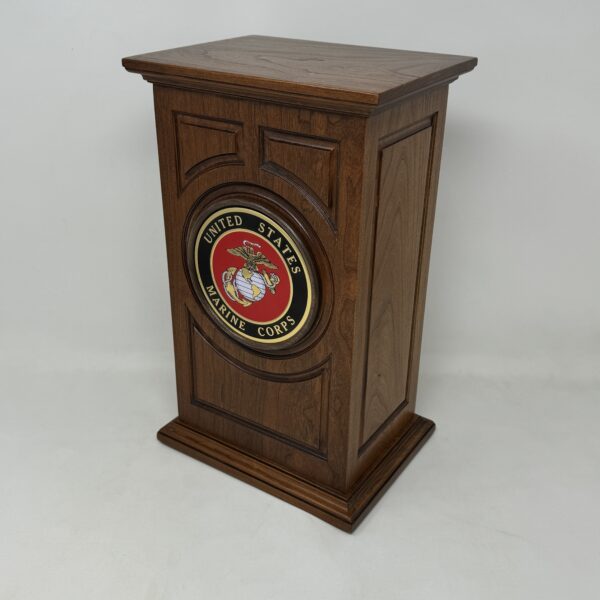 US Marine Corps Military Urn in Carved Cherry Wood - Image 4