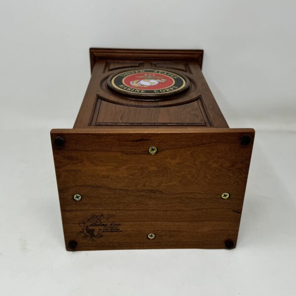 US Marine Corps Military Urn in Carved Cherry Wood - Image 9