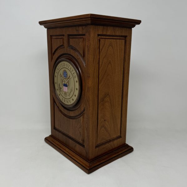 US Army Military Urn in Carved Cherry Wood - Image 3
