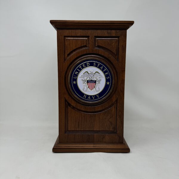 US Navy Military Urn in Carved Cherry Wood - Image 10