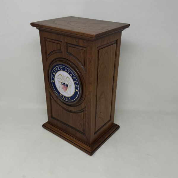 US Navy Military Urn in Carved Cherry Wood - Image 4