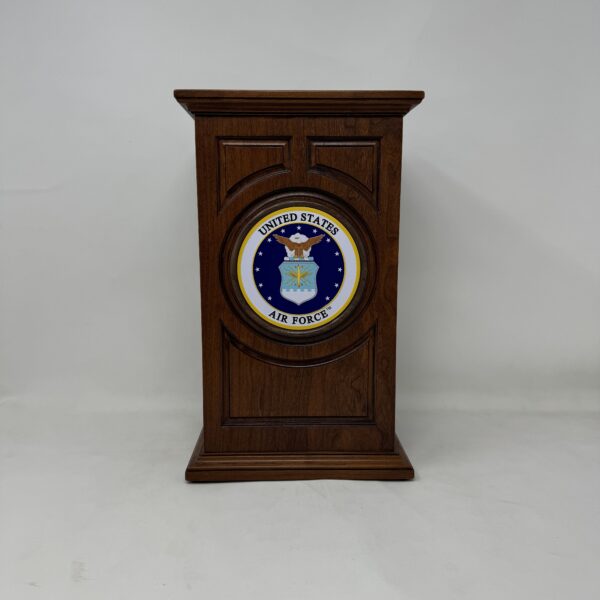 US Air Force Military Urn in Carved Cherry Wood - Image 5