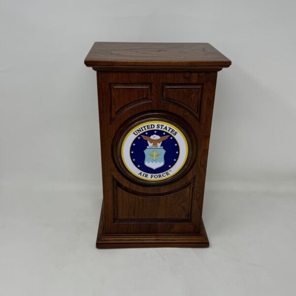 US Air Force Military Urn in Carved Cherry Wood - Image 2