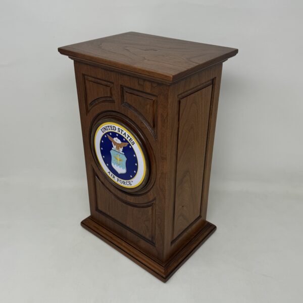US Air Force Military Urn in Carved Cherry Wood - Image 4
