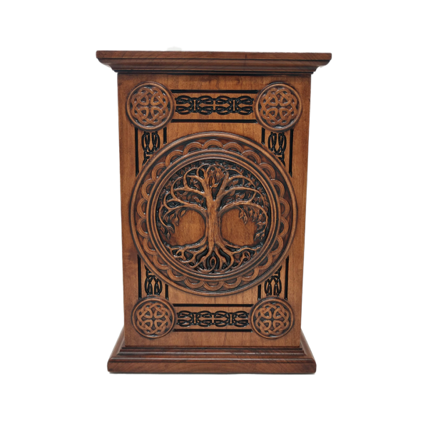 Celtic Tree of Life Carved Cherry Cremation Urn - Image 9