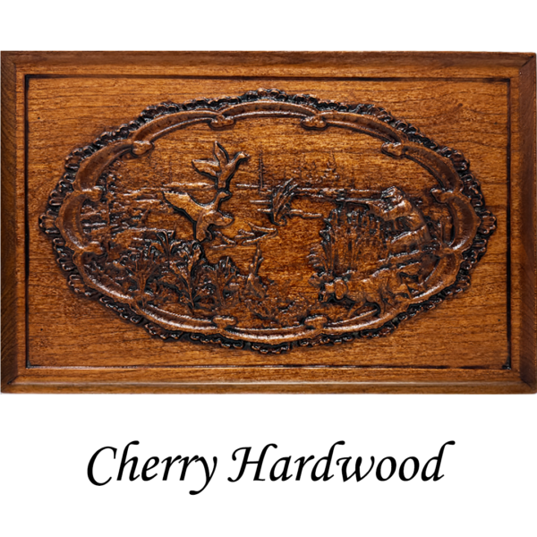 Carved Duck Hunting Urn in Cherry or Walnut Hardwood - Image 2