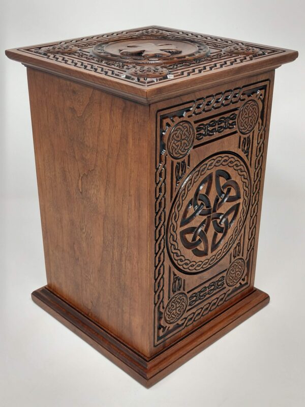 Celtic Tree of Life Carved Cherry Cremation Urn - Image 7