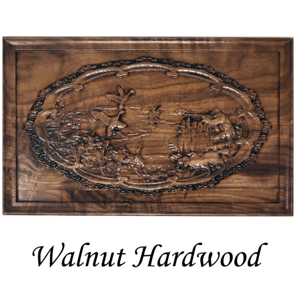 Carved Duck Hunting Urn in Cherry or Walnut Hardwood - Image 5