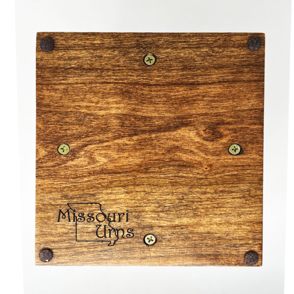 Carved Virgin Mary Catholic Cremation Urn in Cherry or Walnut Hardwood (Vertical Style) - Image 9