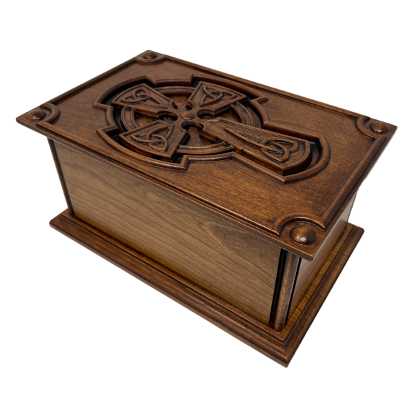 Carved Trinity Knot Celtic Cross Cremation Urn - Image 6