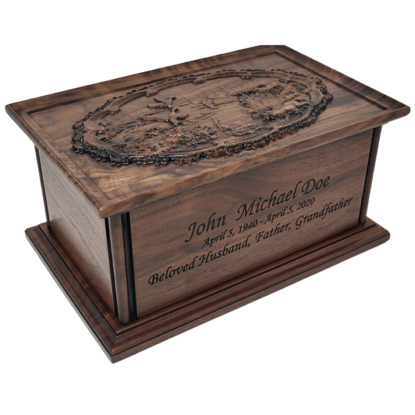 Carved Duck Hunting Urn in Cherry or Walnut Hardwood - Image 8