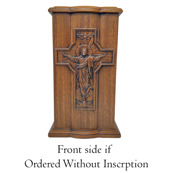 Jesus Ascension Cross Carved Mahogany Cremation Urn - Image 2