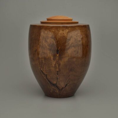 Heritage Hand Turned Wood Urn in Walnut Finish