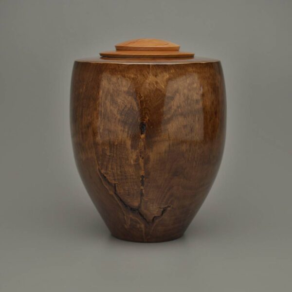 Heritage Hand Turned Wood Urn in Walnut Finish