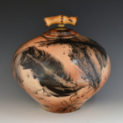 Saggar Fired Horsehair & Feather Ceramic Cremation Urn - Fly Away (B414)