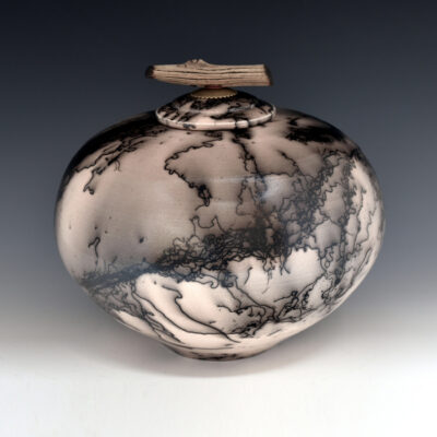 Saggar Fired Horsehair & Feather Ceramic Cremation Urn - Driftaway (B426)
